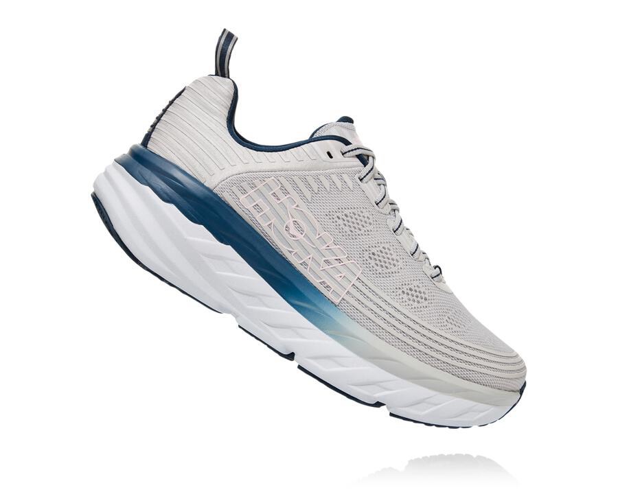 Hoka One One Womens Walking Shoes - Bondi 6 - Grey - THMW62974